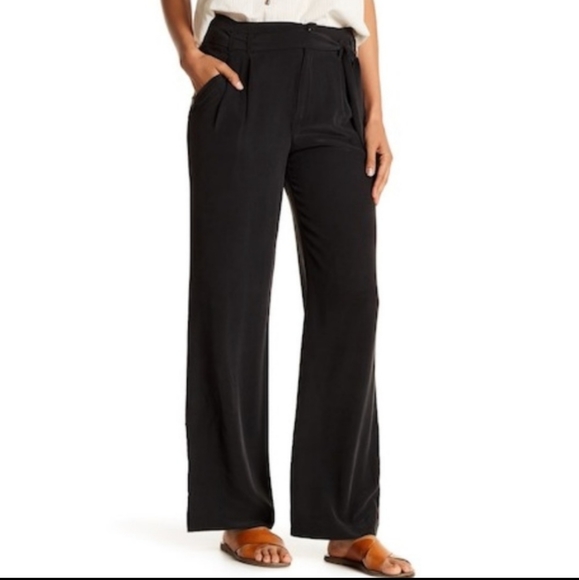 Joie Vintage Caviar Silk Wide Leg tie waist pants size 6 - Picture 2 of 13